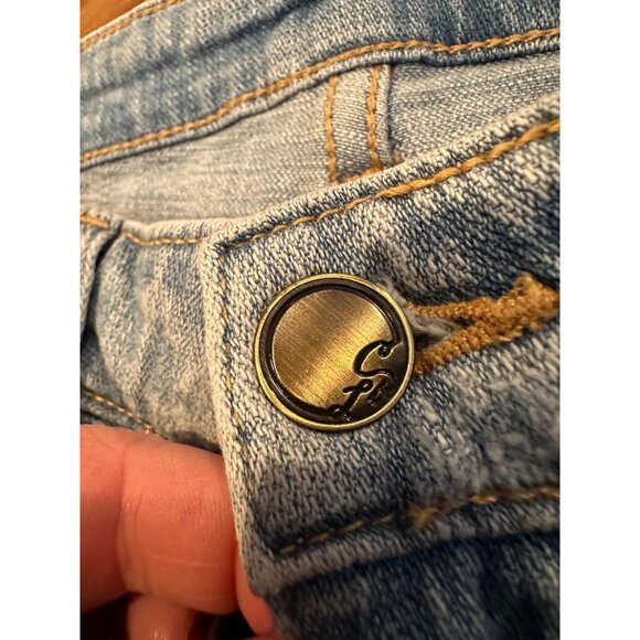 Cosmic Blue Love Distressed Boyfriend Jeans – Size 27 - Picture 4 of 11